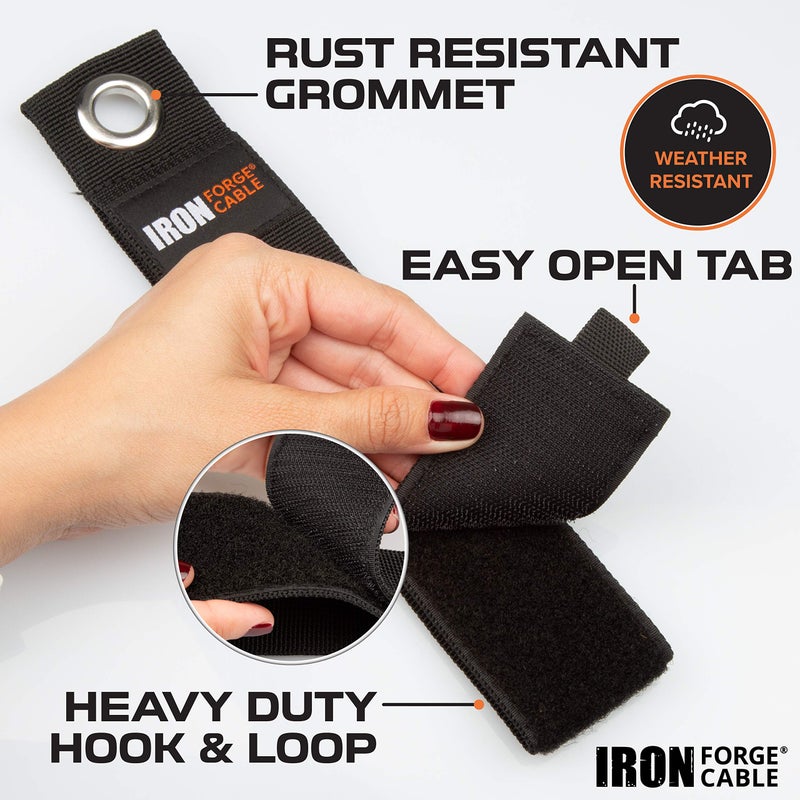 Iron Forge Cable Extension Cord Wrap Organizer, 12 Piece Multi-Pack - 3 Pieces of Small, Medium, Large, and XL Hook and Loop Hanger Wraps Up to 50 lbs - Image 2